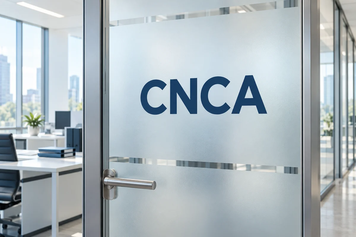 CNCA yazılı cam ofis kapısı; temsili hizmet görseli